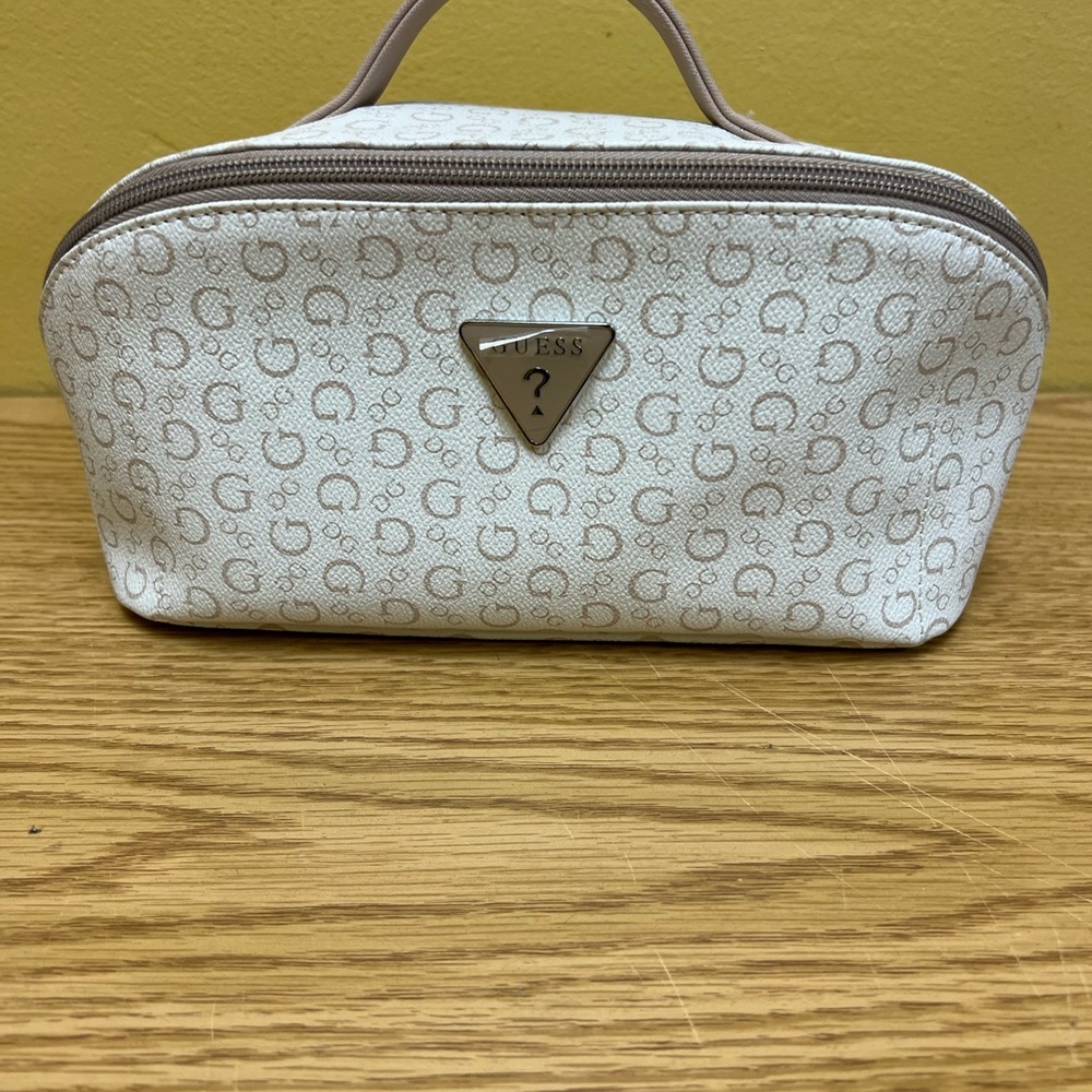 Guess Cream and Tan Cosmetic Bag